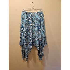 NWT Women's Doncaster Silk Handkerchief Skirt Size 10 Blue Paisley/Hearts
